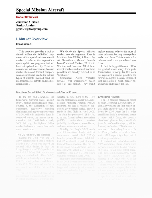 Market Overview: Special Mission Aircraft
