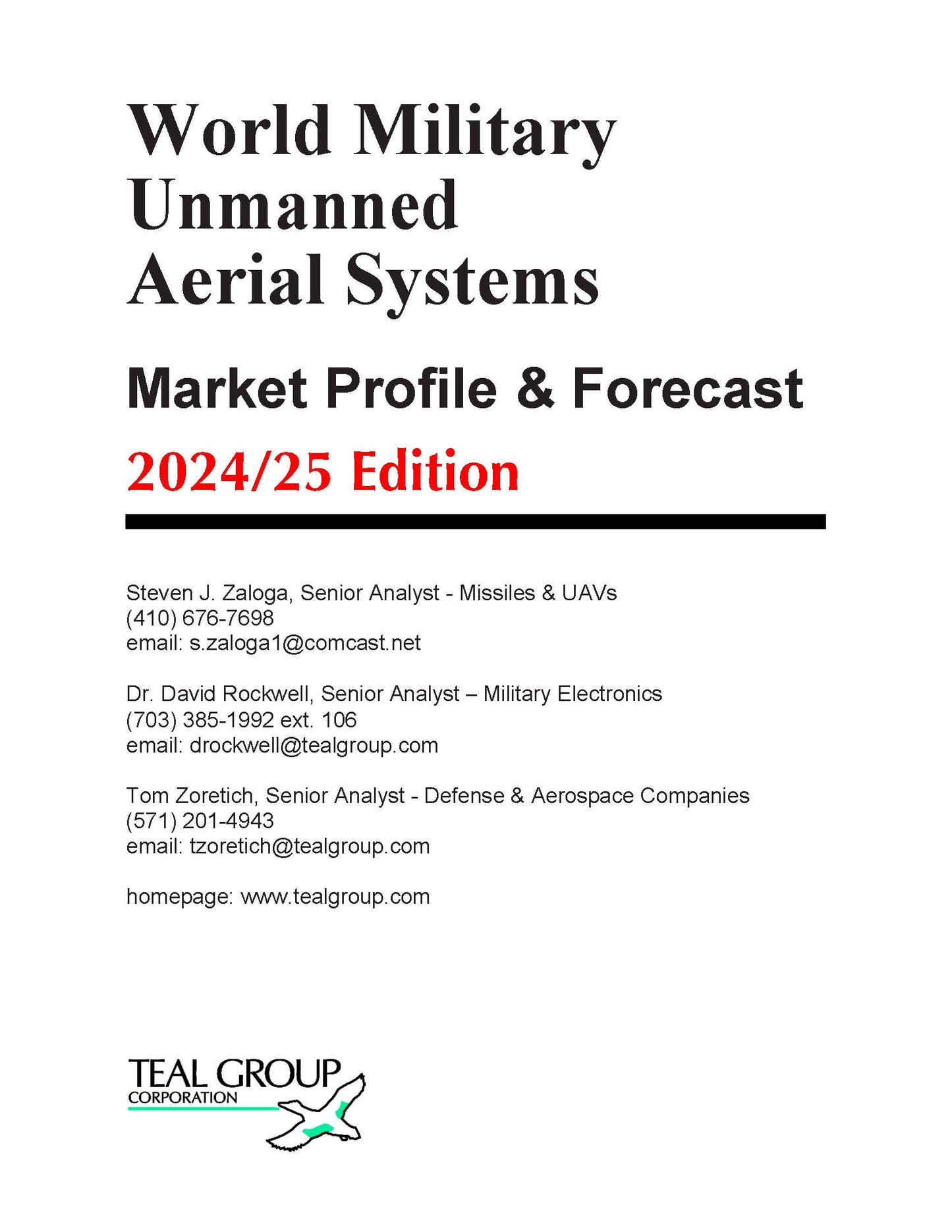 2024/2025 World Military Unmanned Aerial Systems Market Profile & Forecast